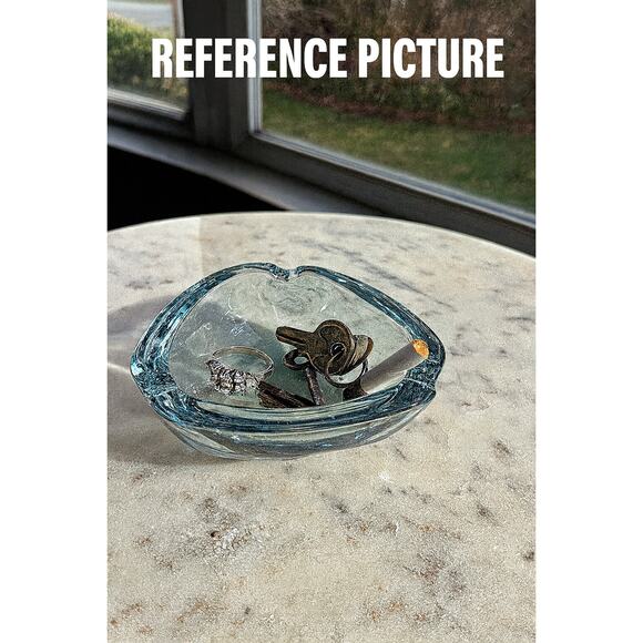 Vintage Strombergshyttan H65 Signed Sweden Art Glass Ashtray Blue Tint MCM READ - Picture 4 of 16